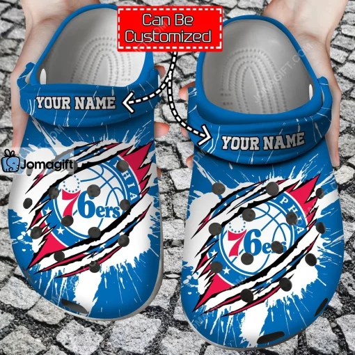 Custom Name Logo Basketball Team Ripped Claw Crocs Clog Shoes