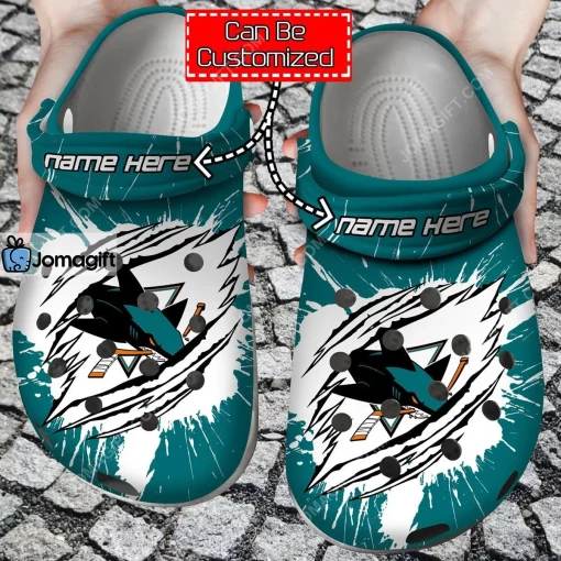 Custom Name Logo Team Hockey Ripped Claw Crocs Clog Shoes