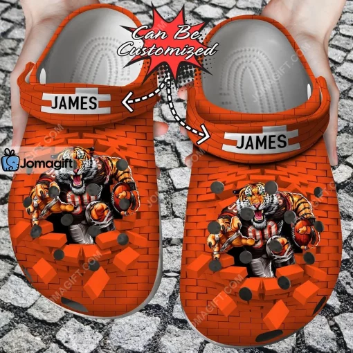 Custom Name  Mascot Team Flame Hand Style Crocs Clog Shoes