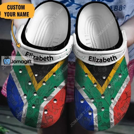 Custom Name South African Flag Crocs Shoes