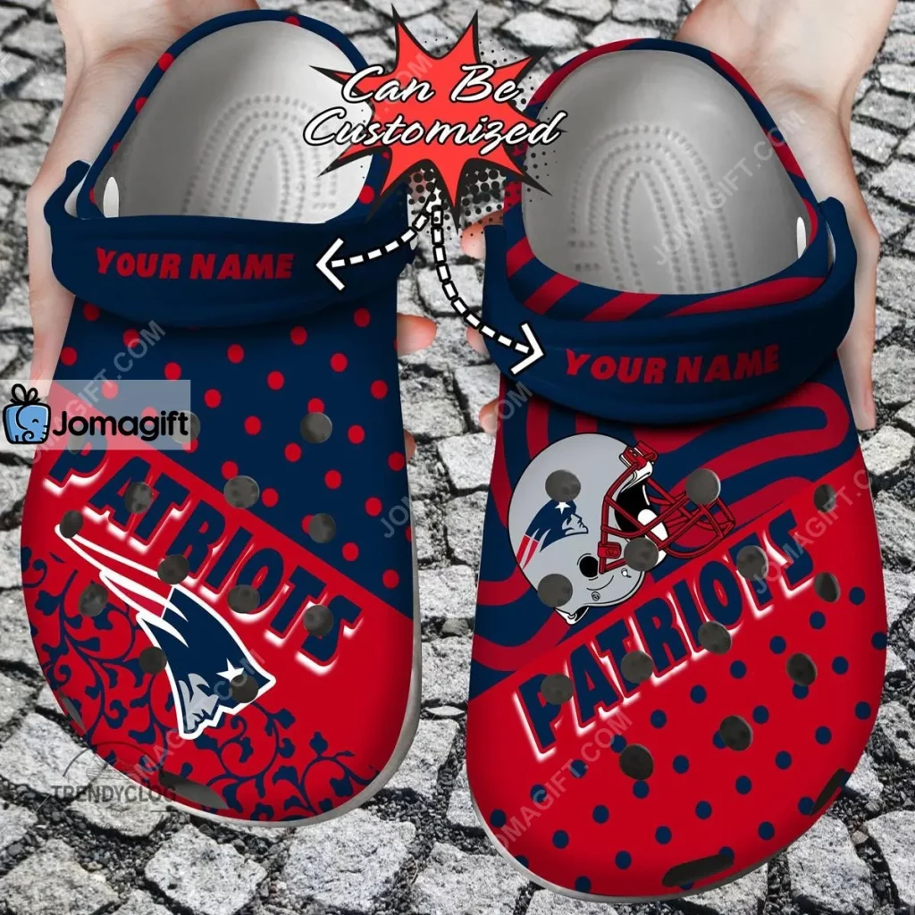 Custom New England Patriots Polka Dots Colors Crocs Clog Shoes 2