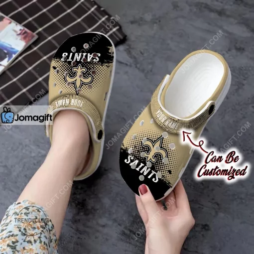 Custom New Orleans Saints Half Tone Drip Flannel Crocs Clog Shoes