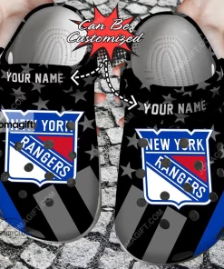 Custom New York Rangers Star Flag Crocs Clog Shoes 2