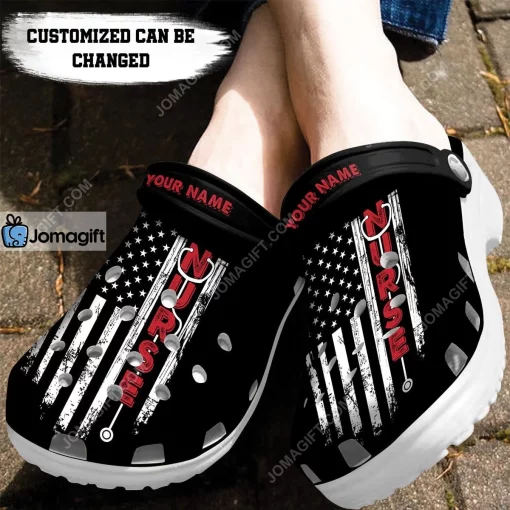 Custom Nurse American Flag Crocs Clog Shoes