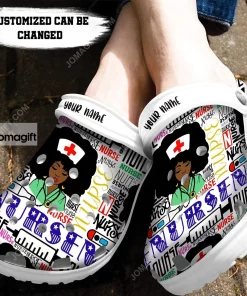 Custom Nurse Black Woman Nurse Words Crocs Clog Shoes 1