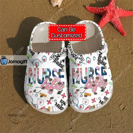 Custom Nurse Love Life White Crocs Clog Shoes