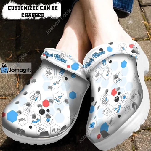 Custom Nurse Medicine Line Hexagons Collection Crocs Clog Shoes