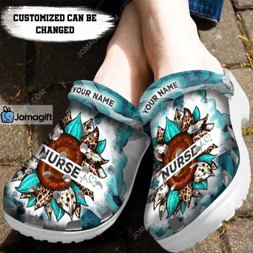 Custom Nurse Sunflower Glitter Crocs Clog Shoes