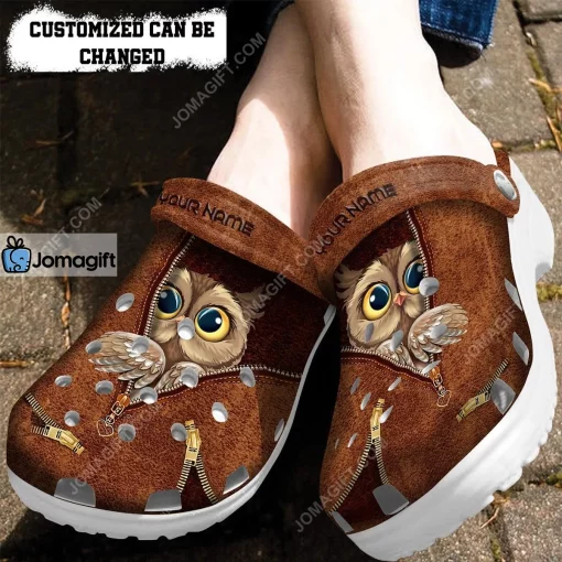 Custom Owl Zipper Crocs Clog Shoes