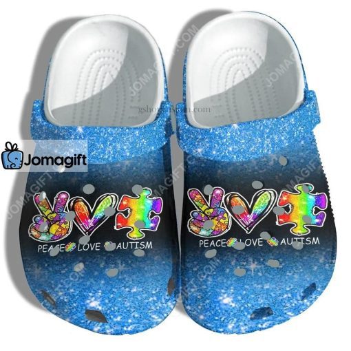 Custom Peace Love Autism Blue Twinkle Crocs Clog Shoes