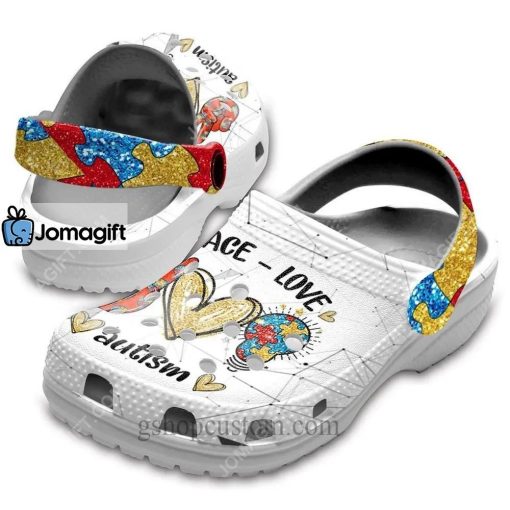 Custom Peace Love Autism Light Puzzel Crocs Clog Shoes