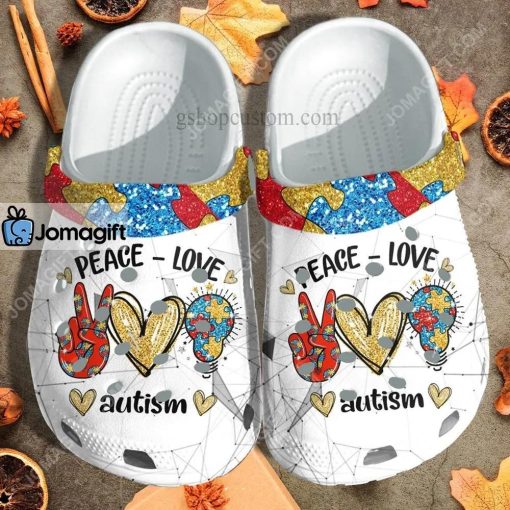 Custom Peace Love Autism Light Puzzel Crocs Clog Shoes