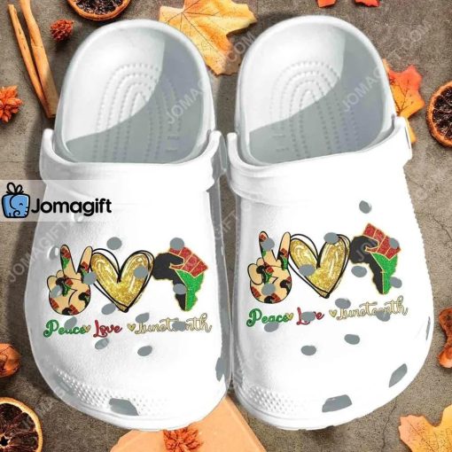 Custom Peace Love Juneteenth – Black People Crocs Clog Shoes