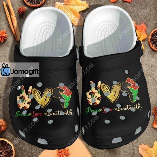 Custom Peace Love Juneteenth – Black People Crocs Clog Shoes