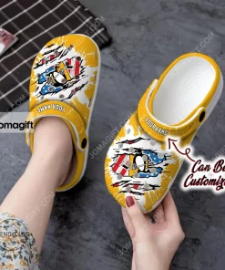 Custom Pittsburgh Penguins Hockey Ripped American Flag Crocs Clog Shoes