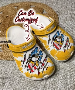 Custom Pittsburgh Penguins Hockey Ripped American Flag Crocs Clog Shoes 2