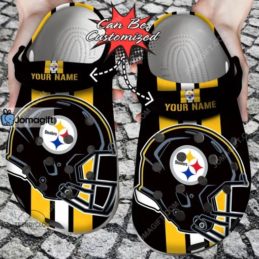 Custom Pittsburgh Steelers Team Helmets Crocs Clog Shoes