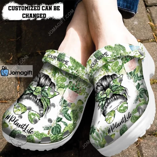 Custom Plant Plant Mom Messy Bun Crazy Plant Lady Crocs Clog Shoes