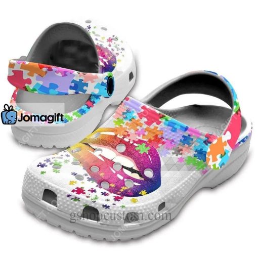 Custom Rainbow Lip Autism Awareness Puzzle Crocs Clog Shoes