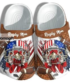 Custom Rugby Chicken America Flag Croc Clog Shoes 1