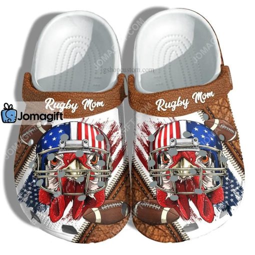 Custom Rugby Chicken America Flag Croc Clog Shoes Gift