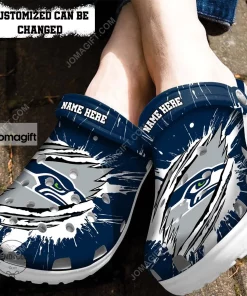 Custom Seattle Seahawks Football Ripped Claw Crocs Clog Shoes 2