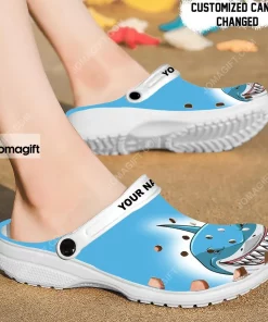 Custom Shark Face Print Clogs Shoes 1