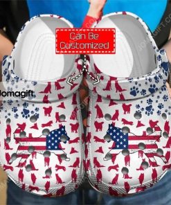 Custom Siberian Husky American Flag Clog Shoes