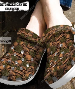 Custom Skull Canabis Vintage Crocs Clog Shoes