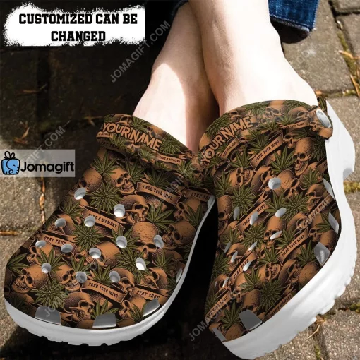 Custom Skull Canabis Vintage Crocs Clog Shoes