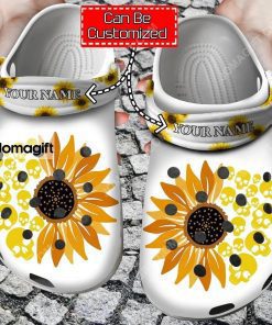 Custom Skull Sunflower Funny Crocs Clog Shoes 3