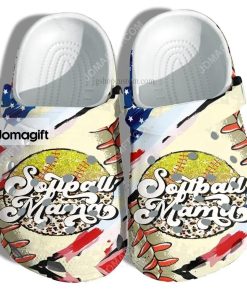 Custom Softball Mama Twinkle Croc Leopard America Flag Style 4Th Of July Crocs Clog Shoes 1
