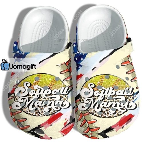 Custom Softball Mama Twinkle Croc Leopard America Flag Style, 4Th Of July Crocs Clog Shoes
