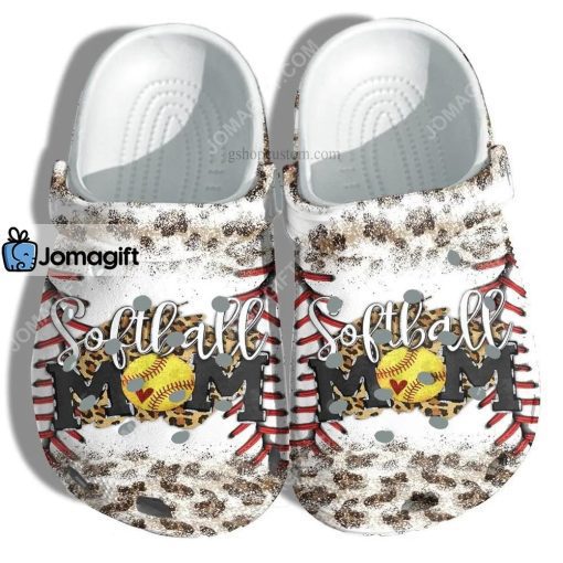 Custom Softball Mom Leopard Skin Crocs Clog Shoes