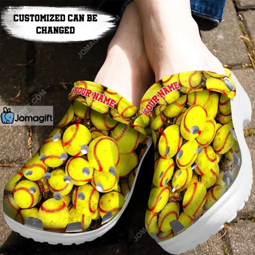 Custom Softball Pile Overlapping Crocs Clog Shoes