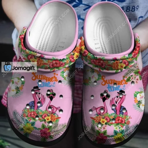 Custom Summer Time With Flamingo Crocs Shoes