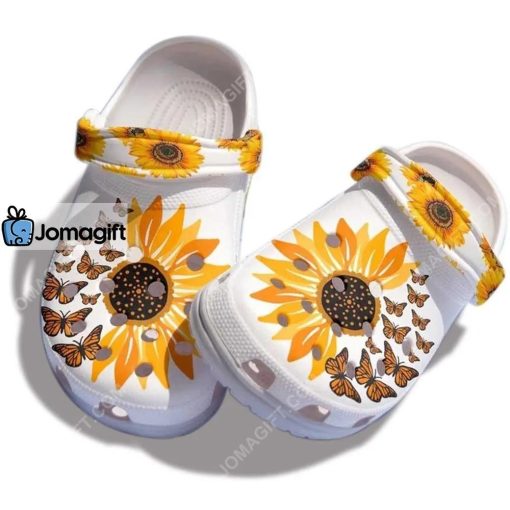 Custom Sunflower Butterfly Crocs Clog Shoes Be Kind