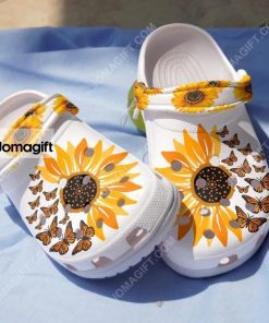 Custom Sunflower Butterfly Crocs Shoes