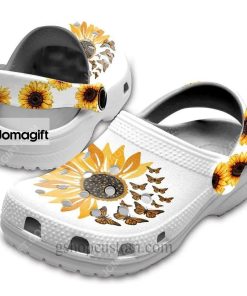 Custom Sunflower Butterfly Hippie Crocs Clog Shoes