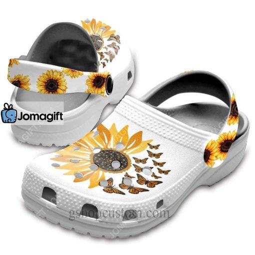 Custom Sunflower Butterfly Hippie Crocs Clog Shoes