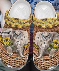 Custom Sunflower Elephant Handmade Bag Crocs Clog Shoes