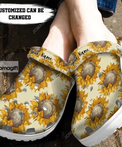 Custom Sunflower Hand Drawn Pattern Crocs Clog Shoes 1