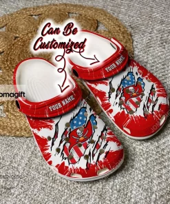 Custom Tampa Bay Buccaneers Football Ripped American Flag Crocs Clog Shoes 2
