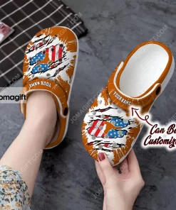 Custom Texas Longhorns Ripped American Flag Crocs Clog Shoes 1