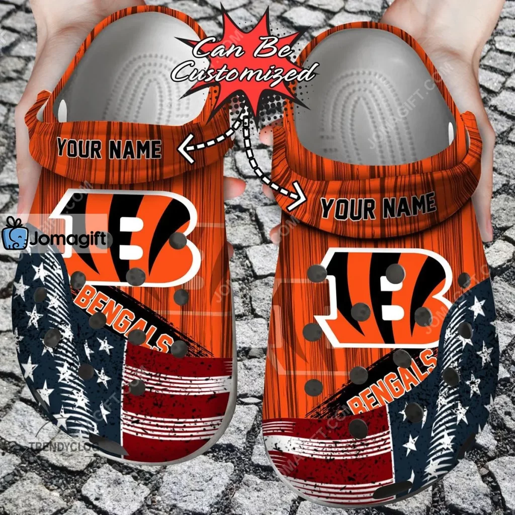 Custom US Flag Cincinnati Bengals New Crocs Clog Shoes 2