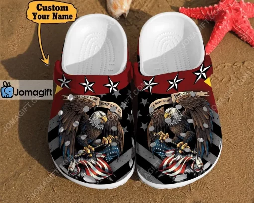 Custom Veterans Eagle America Flag Veteran Gift Crocs Clog Shoes