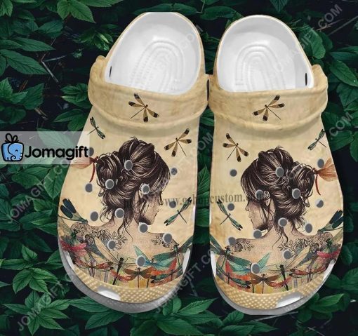 Custom Vintage Dragonfly Girl Boho Crocs Clog Shoes
