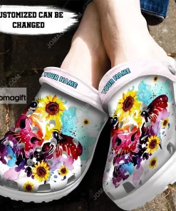 Custom Watercolor Cow Sunflower Crocs Clog Shoes