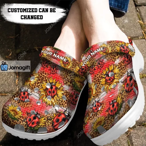 Custom Western Ladybug Sunflowers Seamless Pattern Crocs Clog Shoes
