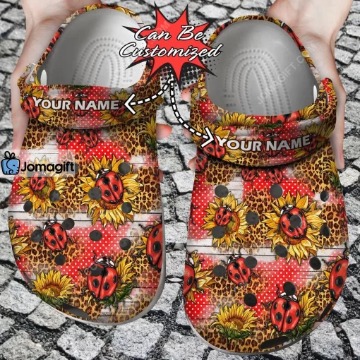 Custom Western Ladybug Sunflowers Seamless Pattern Crocs Clog Shoes